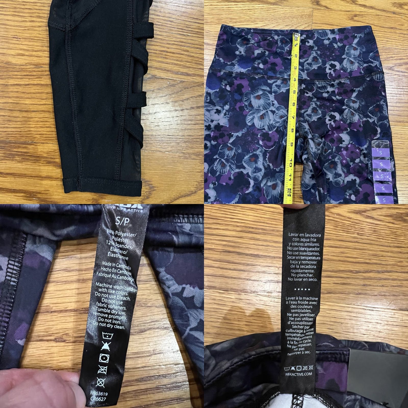 Reebok VINTAGE Reebok Women's Athletic Leggings Size Small Ankle Purple Floral Sport Activewear Size 28" / US 6 / IT 42 - 8 Thumbnail