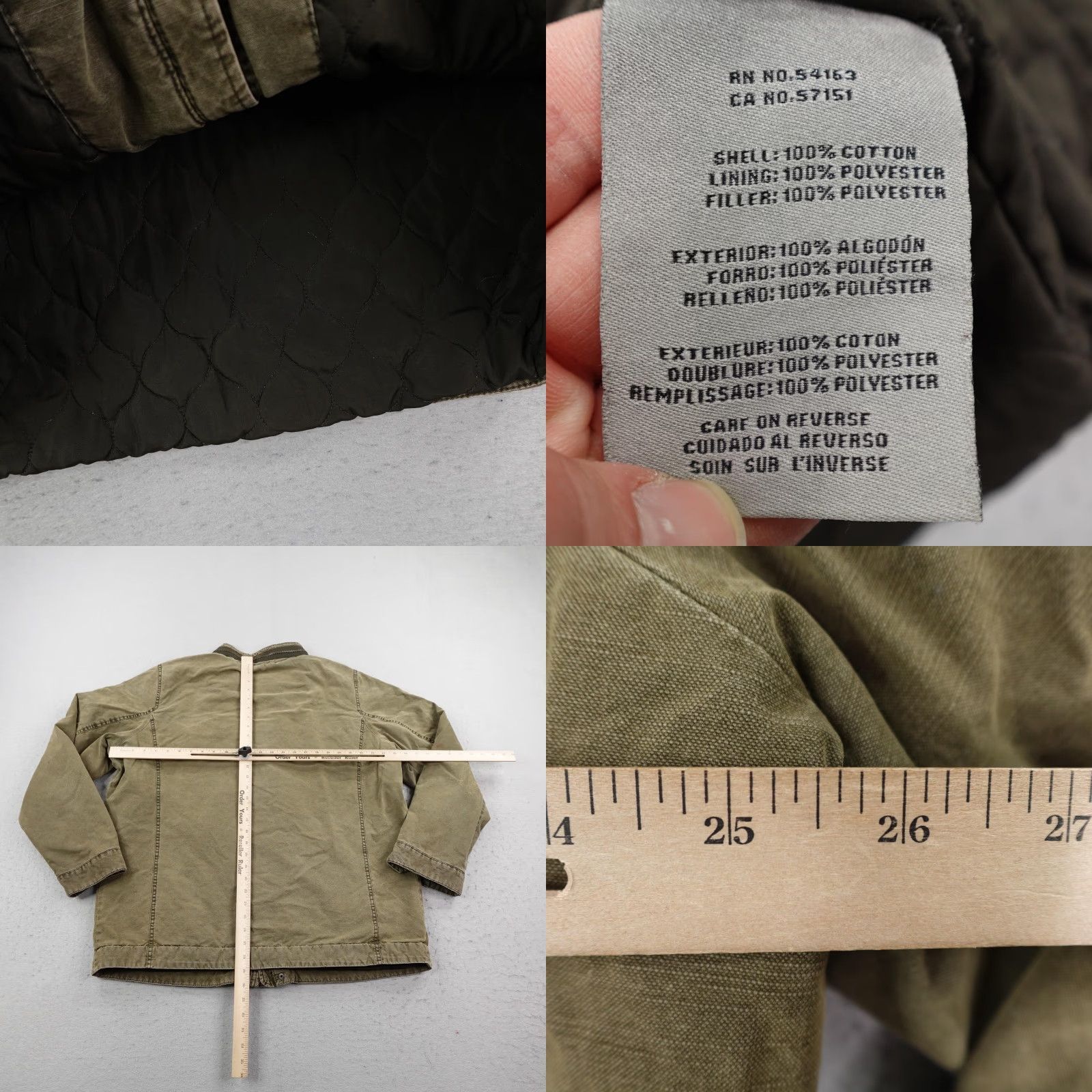 Levi's Levis Jacket Mens XL Tall Green Canvas Military Field Coat Quilted Lined Zip Up Size US XL / EU 56 / 4 - 8 Thumbnail