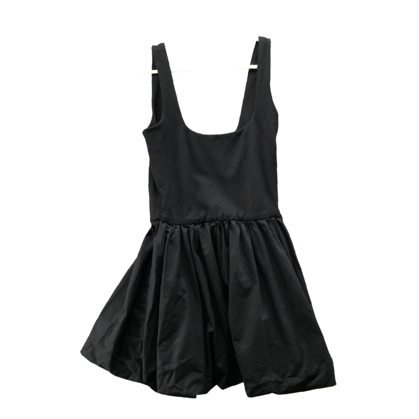 Camila Coelho Camila Coelho Bubble Hem Mini Dress Womens S Black Mixed Media Tank Square Neck Dress Size S / US 4 / IT 40 - 2 Thumbnail