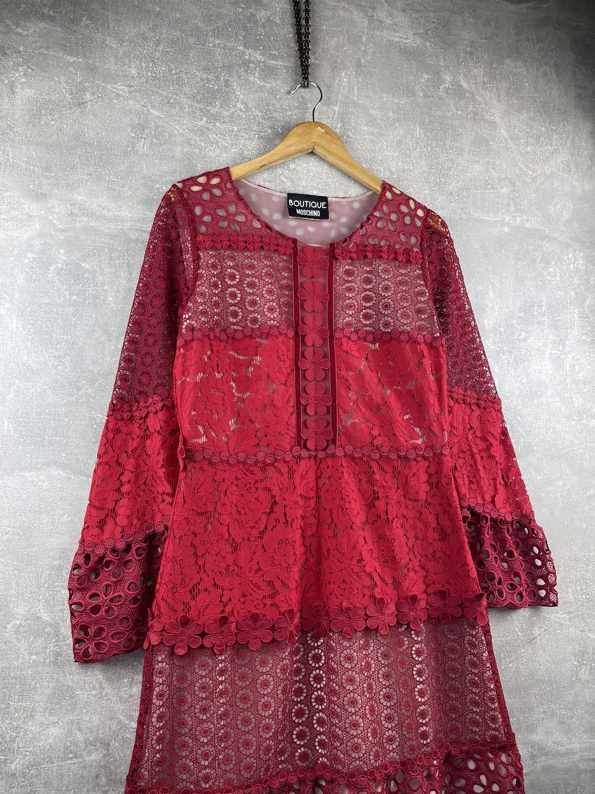 Love Moschino × Moschino Moschino Boutique Knitted Red Flowers Mesh Pullover Dress Size M / US 6-8 / IT 42-44 - 4 Thumbnail