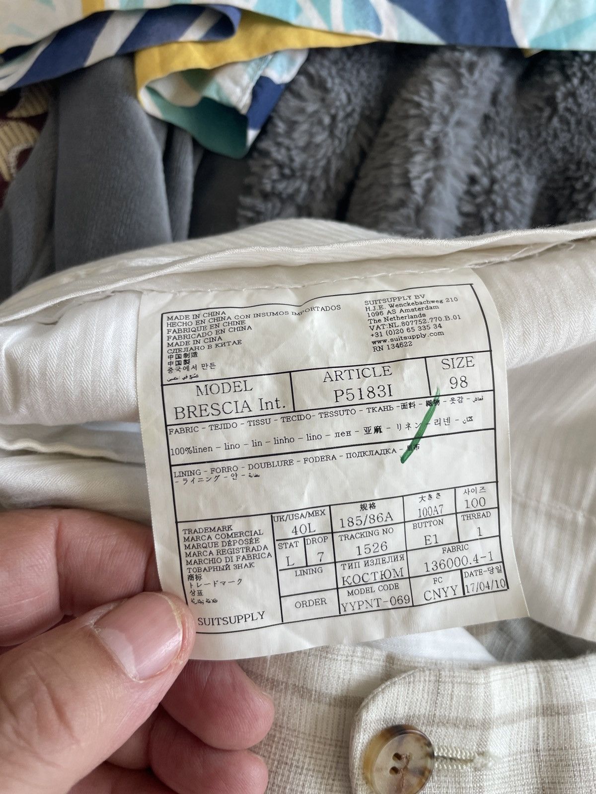 Suitsupply Brescia Model FF linen trousers Size US 35 - 8 Thumbnail