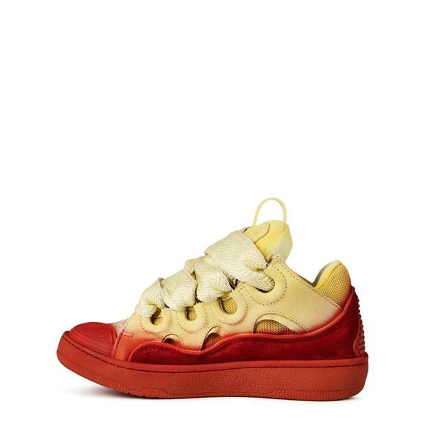 Lanvin o1g2r1mq1024 Curb Lace Up Sneakers in Red & Yellow Size US 7 / IT 37 - 2 Thumbnail