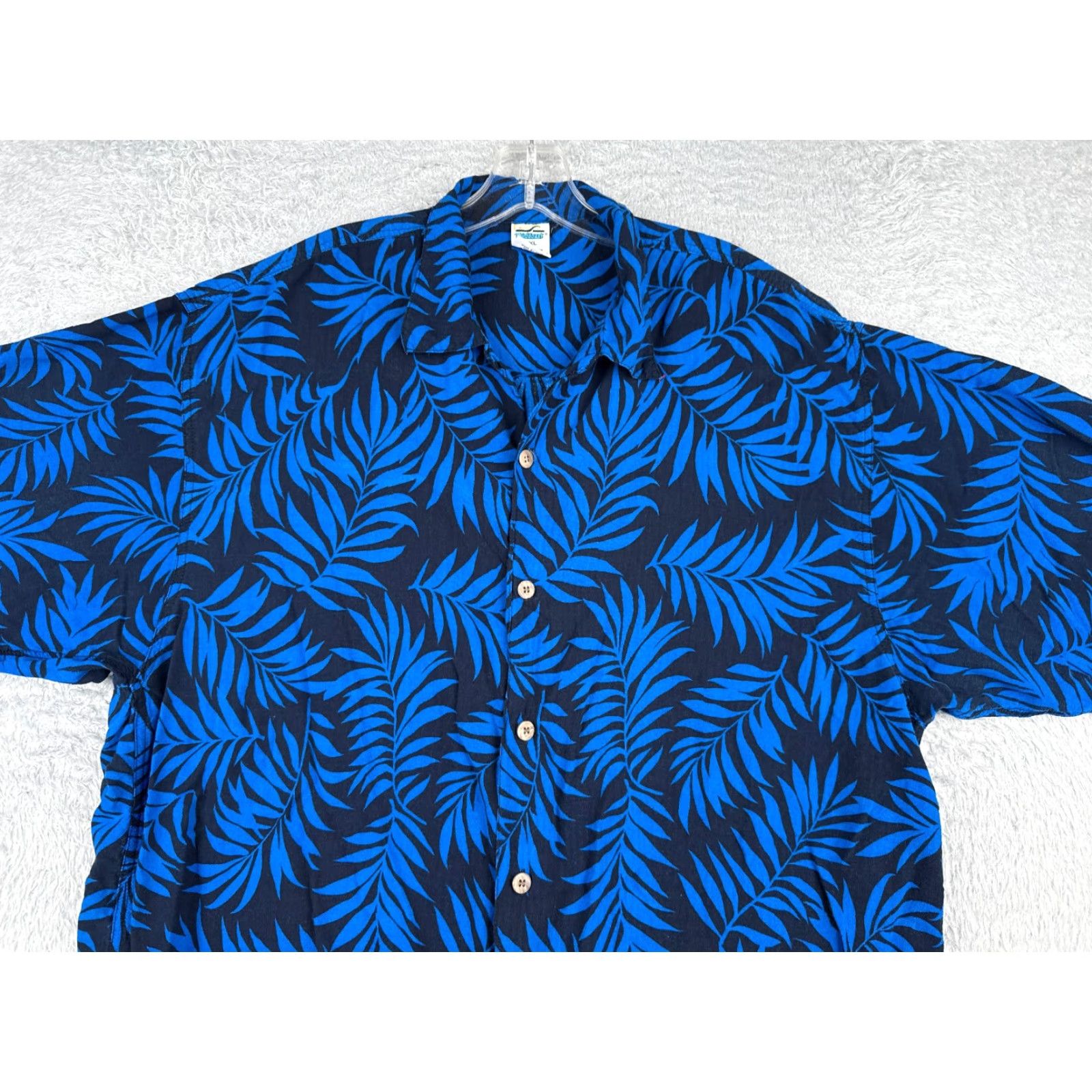 Vintage Third Coast Shirt Adult 2XL blue Floral Palm 100% Rayon Button Hawaiian Size US XXL / EU 58 / 5 - 4 Thumbnail
