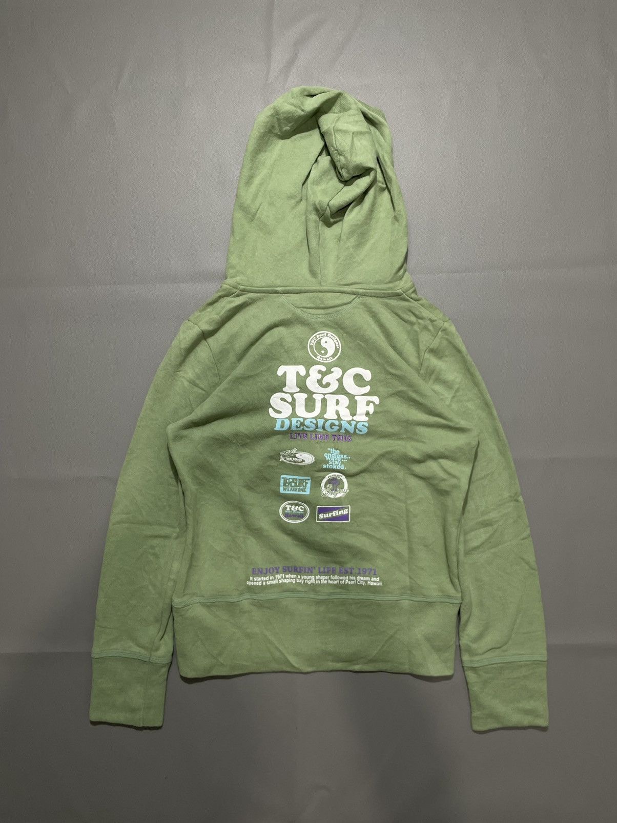T&C surf Poem Hoodie hakf button Hawaiian style