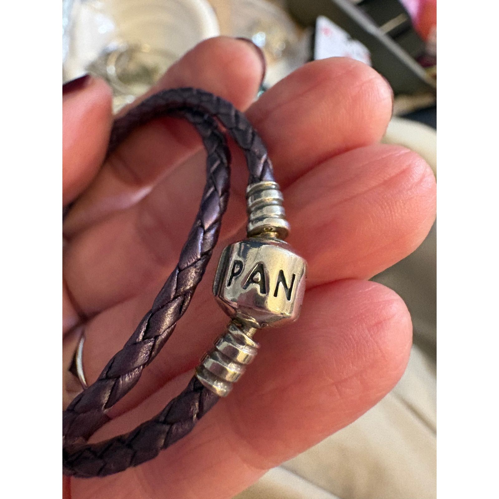 pandora Pandora Double Leather Bracelet S925 ALE size 6 Purple Size ONE SIZE - 3 Thumbnail
