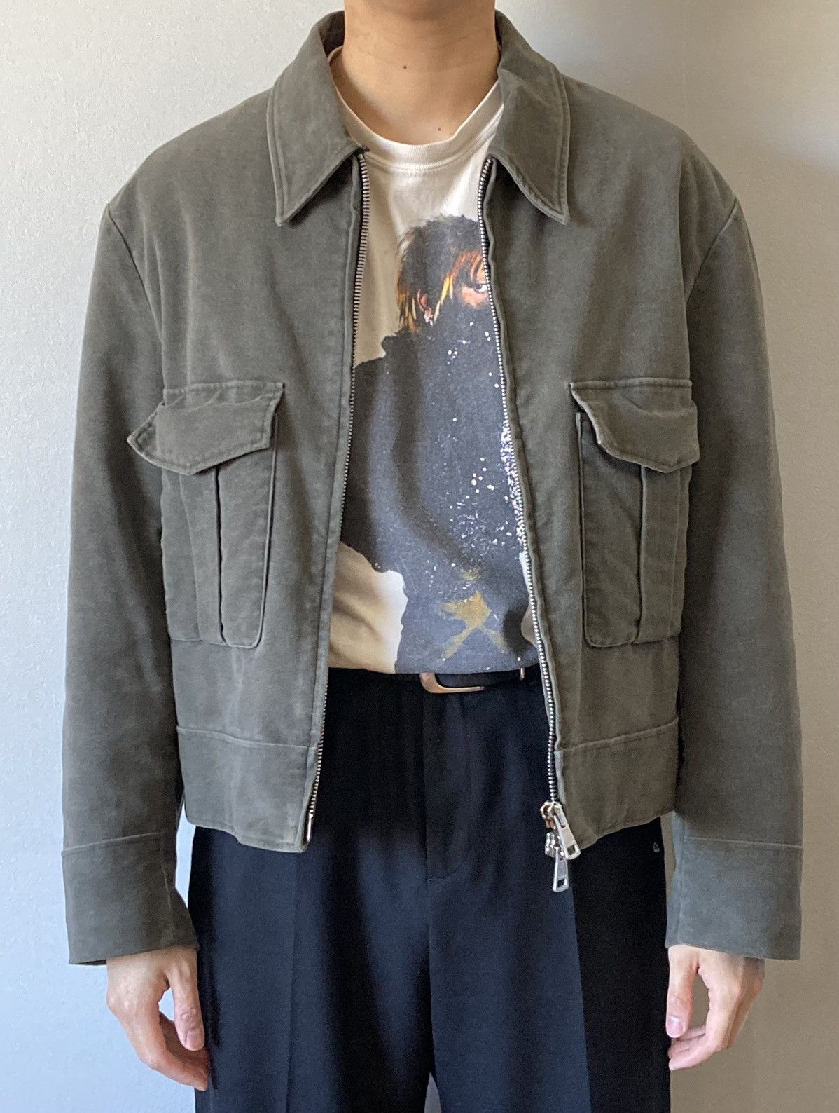 image of Our Legacy Workshop Moleskin Blouson Jacket in Grey, Men's (Size Medium)