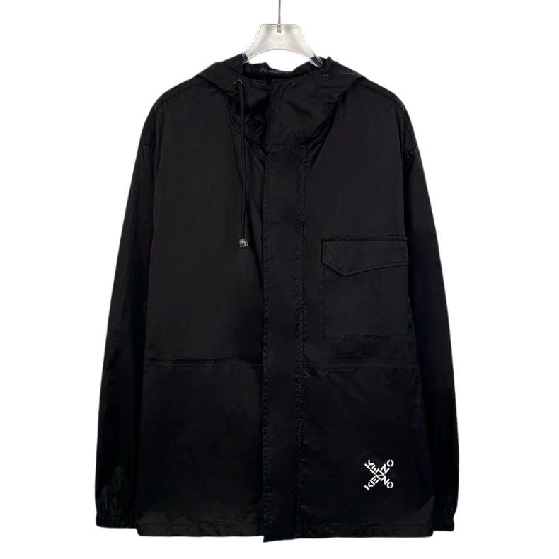 Kenzo KENZO Black logo letter print hoodie zipper windbreaker co Size US M / EU 48-50 / 2 - 1 Thumbnail