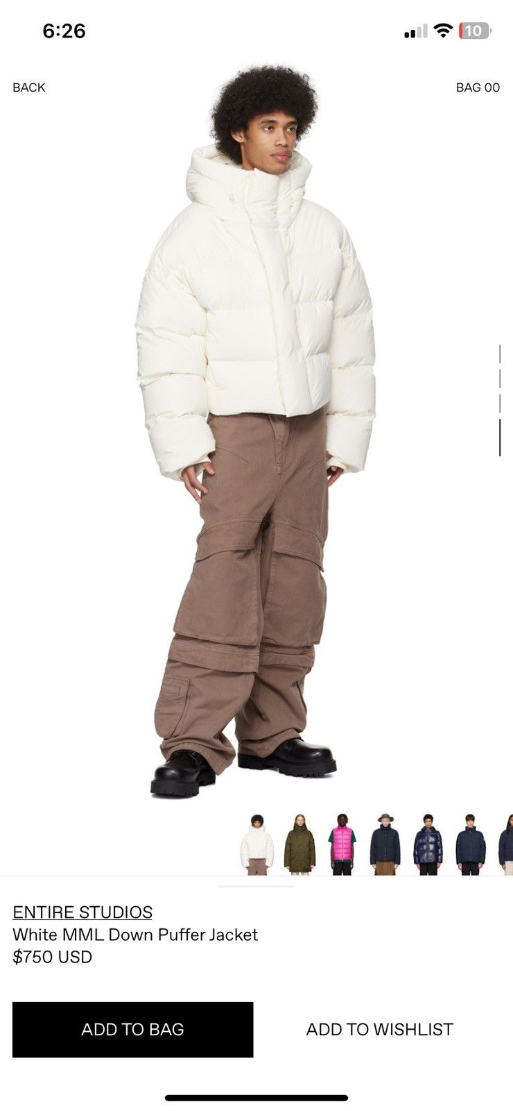 Entire Studios White MML Down Puffer Jacket Size US L / EU 52-54 / 3 - 2 Thumbnail