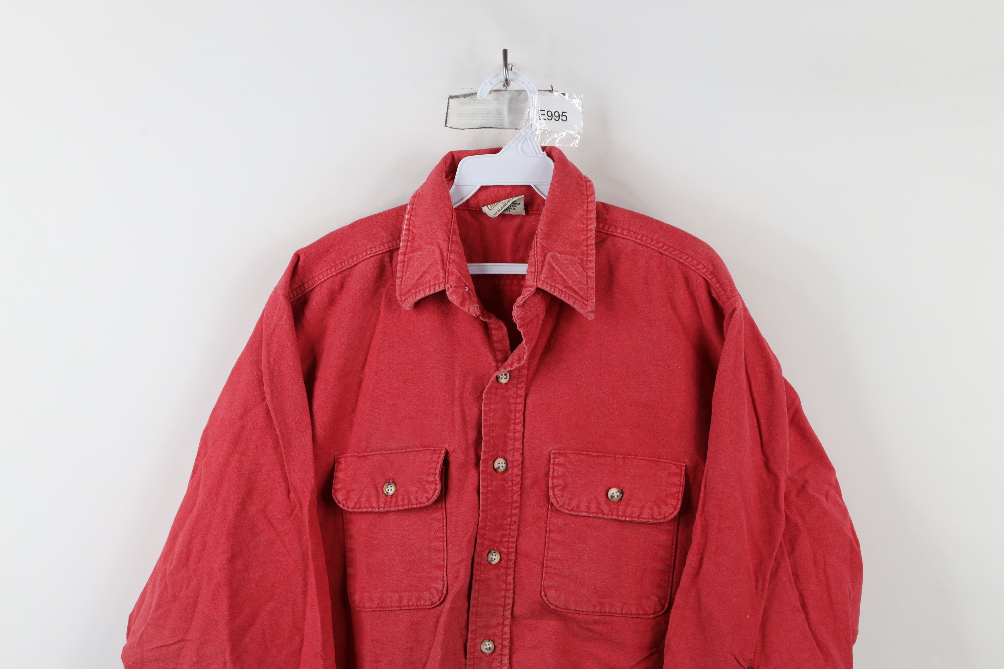 FiveBrother × Vintage Vintage 90s Five Brother Chamois Cloth Button Shirt Red USA Size US L / EU 52-54 / 3 - 2 Thumbnail