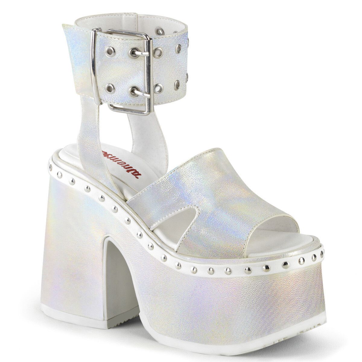 Other DEMONIA Camel 102 Stacked White Pearl Platform Sandals Goth Size US 8 / IT 38 - 9 Thumbnail