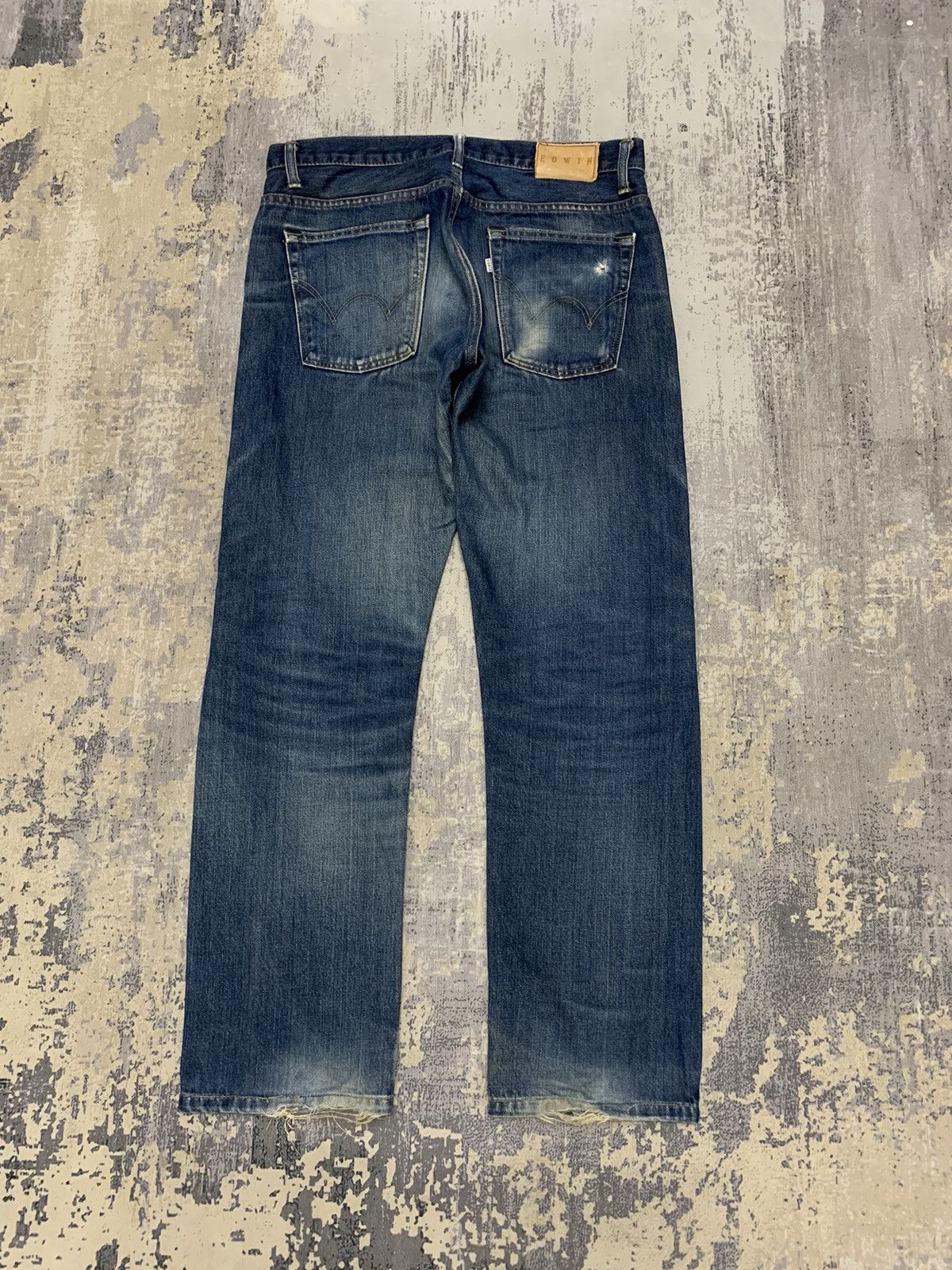 Japanese Brand Vintage Edwin Lot 503 Distressed Mud Wash Denim Jeans 32x28 Size US 32 / EU 48 - 10 Thumbnail