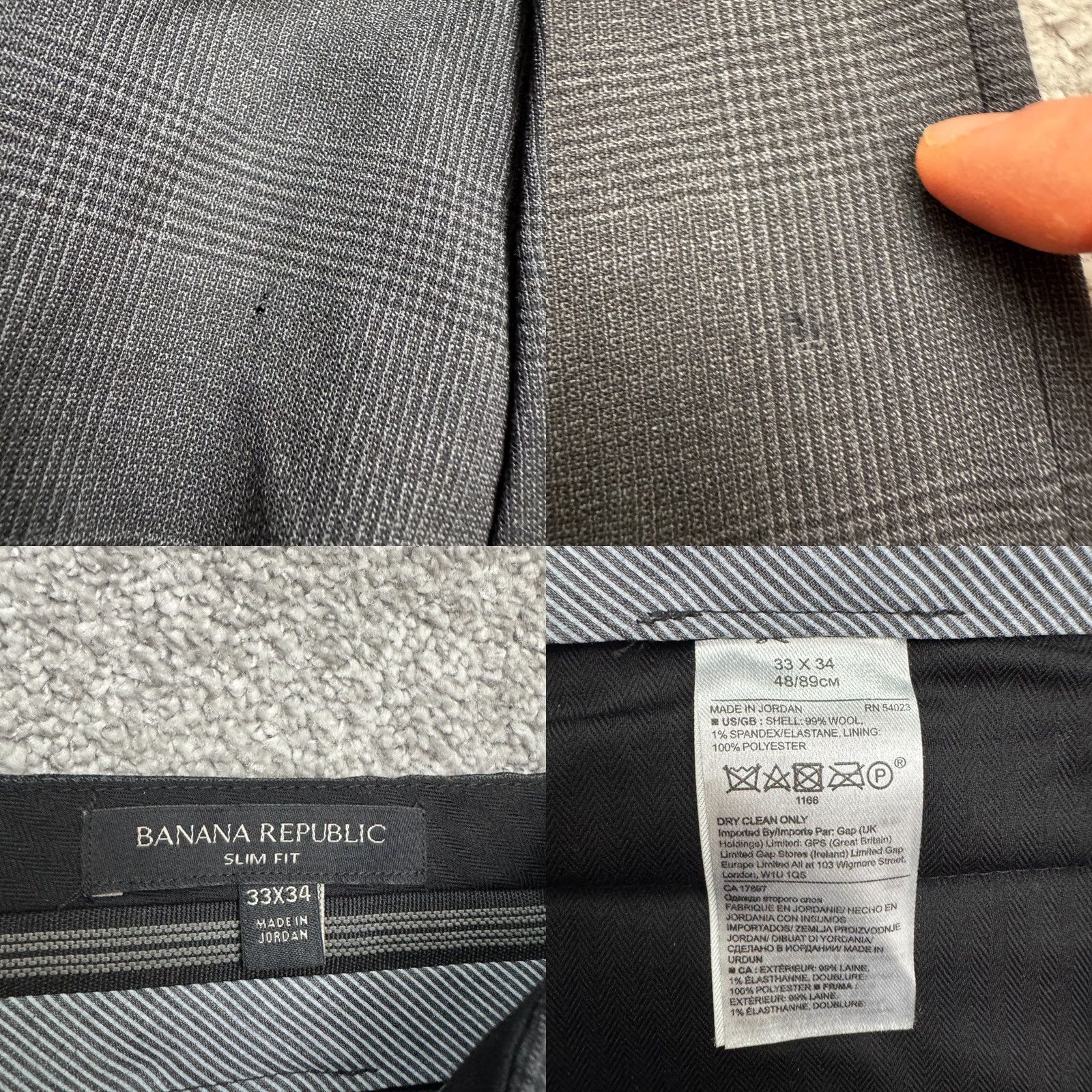 Banana Republic Banana Republic Slim Performance Wool Dress Pants Mens 34x34 Charcoal Gray Plaid Dress Pants Slim Men 34in 34in Gray Wool Ban... Size US 34 / EU 50 - 8 Thumbnail