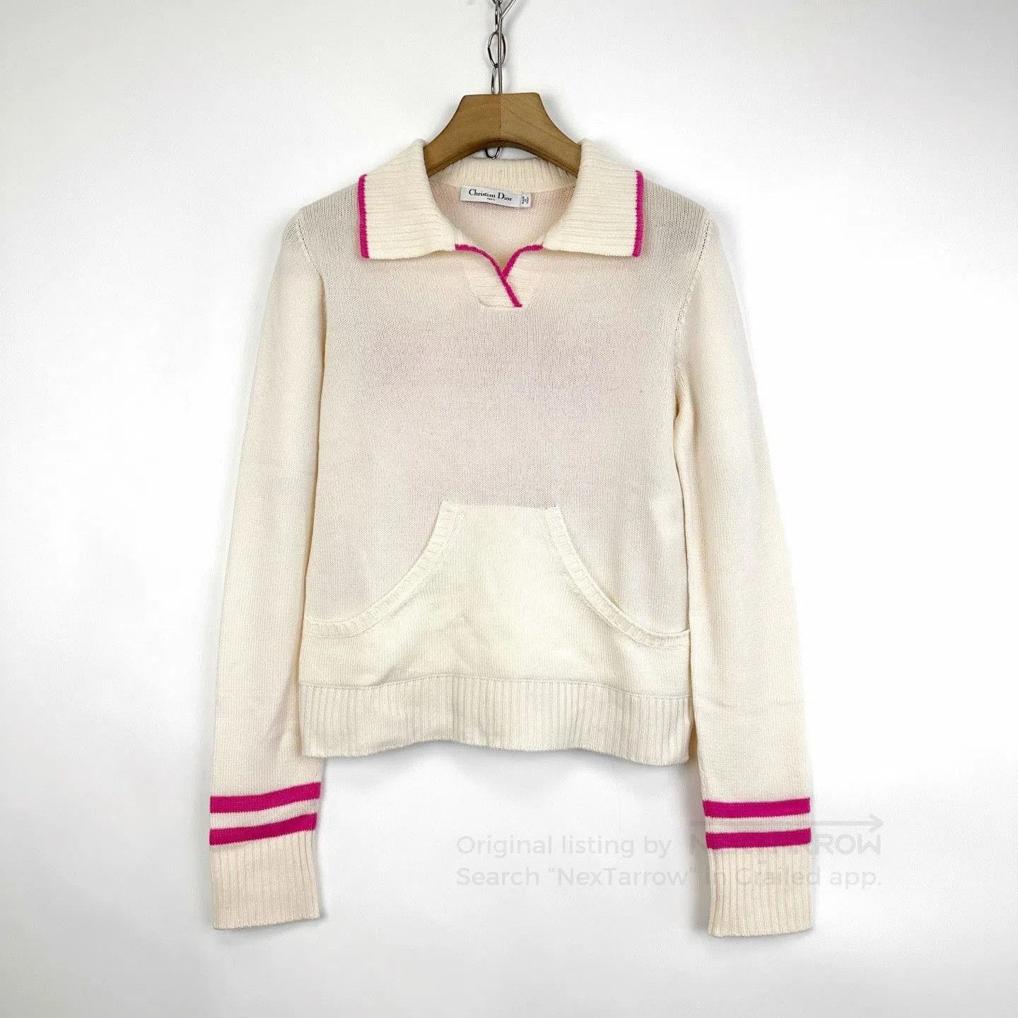 Dior Dior White Lapel Back Logo Cashmere Sweater. Size S / US 4 / IT 40 - 1 Thumbnail