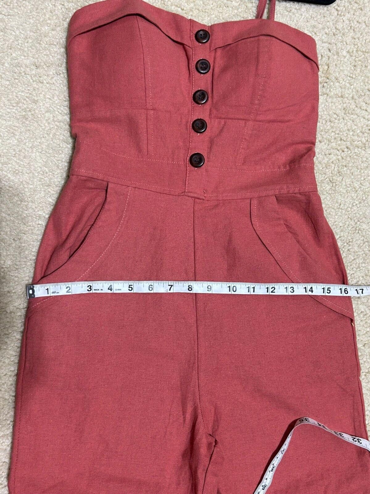 Designer Mind Code Rust Button-Front Jumpsuit with Pockets - Size S Size 28" / US 6 / IT 42 - 7 Thumbnail