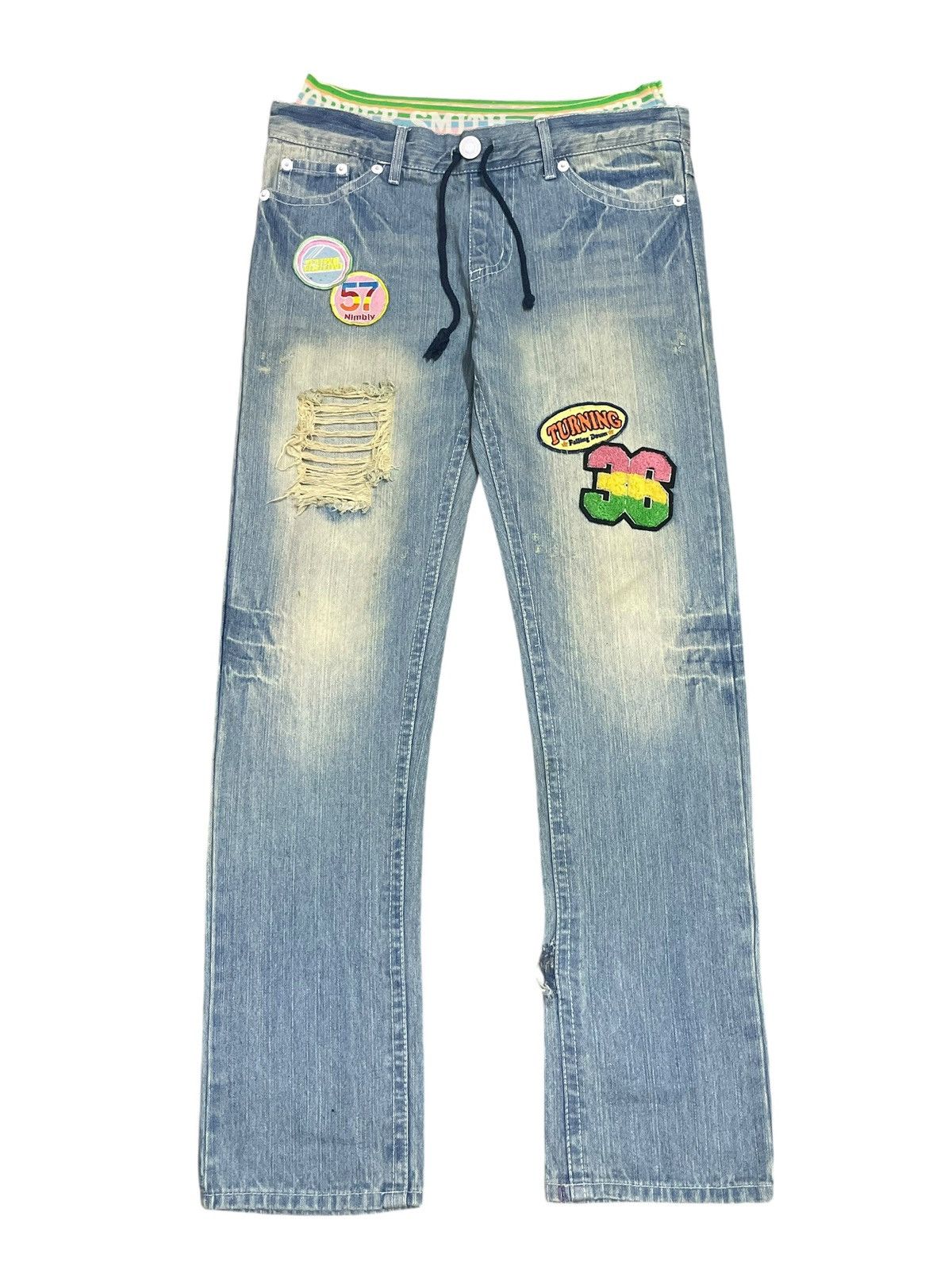 Japanese Brand Vintage Y2K Japanese Funky Patches Distressed Jogger Jeans Size 33" - 1 Thumbnail