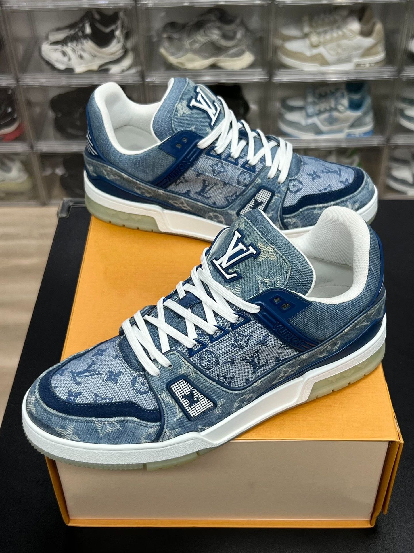 Louis Vuitton Louis Vuitton Training Denim Blue Lowtop Sneakers 8 Men Size US 8 / EU 41 - 1 Thumbnail