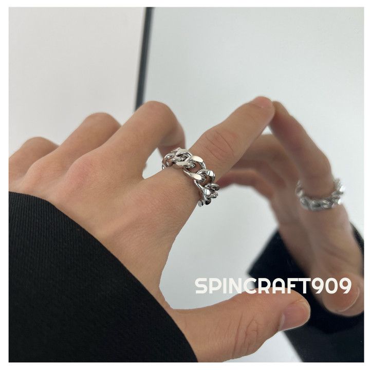Jewelry Linked Ring Set ( Black / Silver ) Size ONE SIZE - 3 Thumbnail