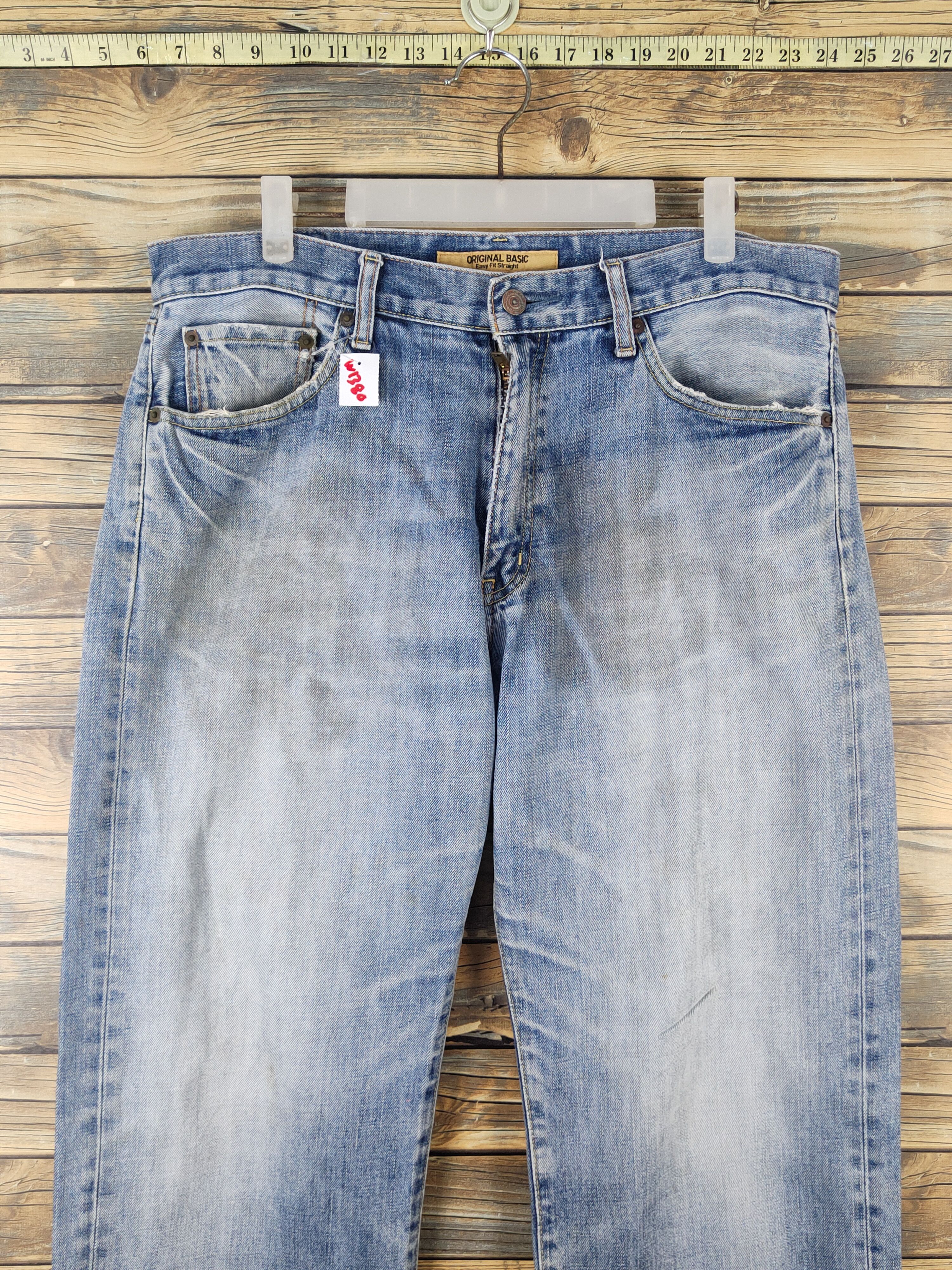 Japanese Brand Uniqlo vintage japan Blue Distressed Ripped denim #W1380 Size US 35 - 2 Thumbnail