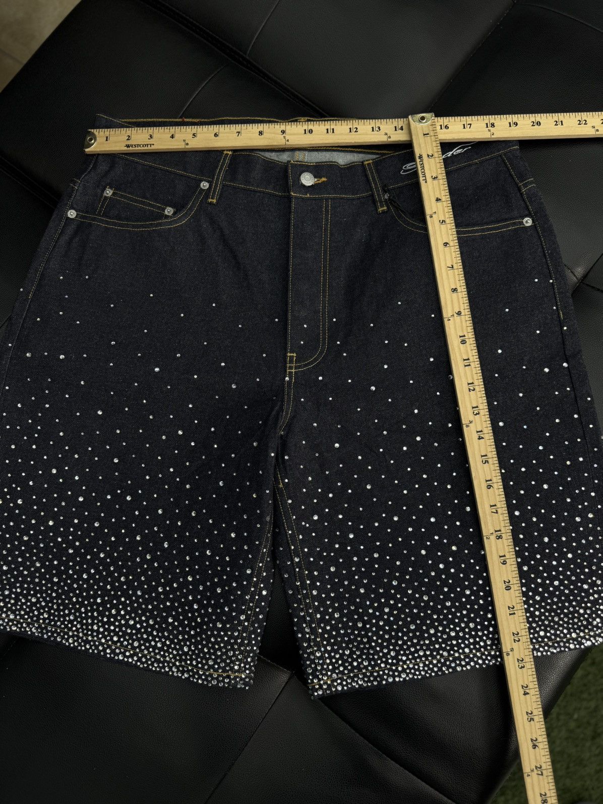 Sp5der Sp5der Rhinestone Crystal Jean Shorts Size (36) NEW Size US 36 / EU 52 - 7 Thumbnail