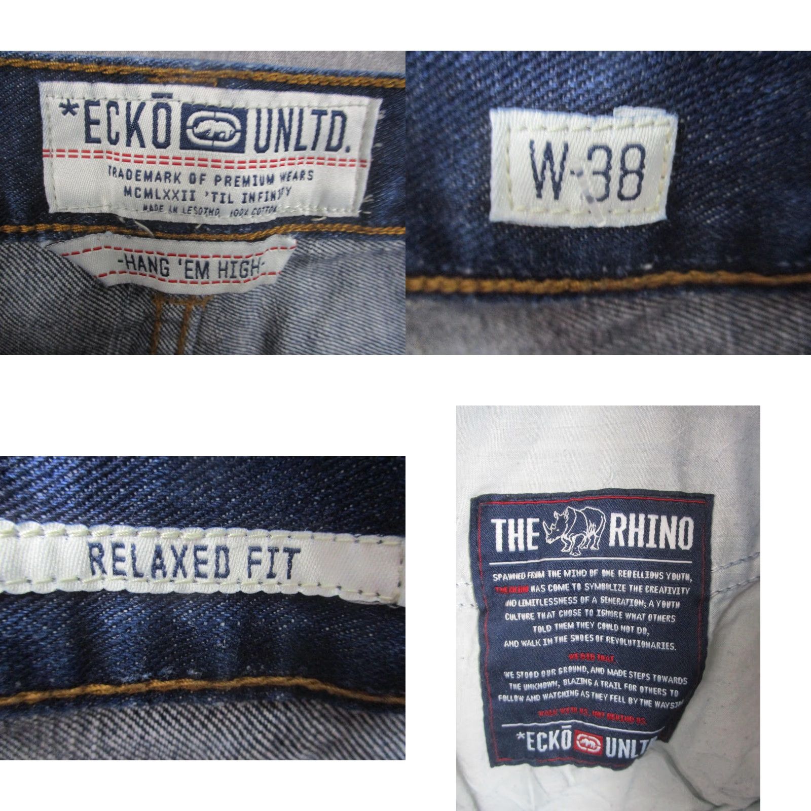 Ecko Unltd. VINTAGE Ecko Unltd Jeans Mens 38x34 Blue Denim Relaxed Fit Straight Leg Jeans Mens 38/34 Dark Blue Denim with Contrast Stitching Size US 38 / EU 54 - 9 Thumbnail