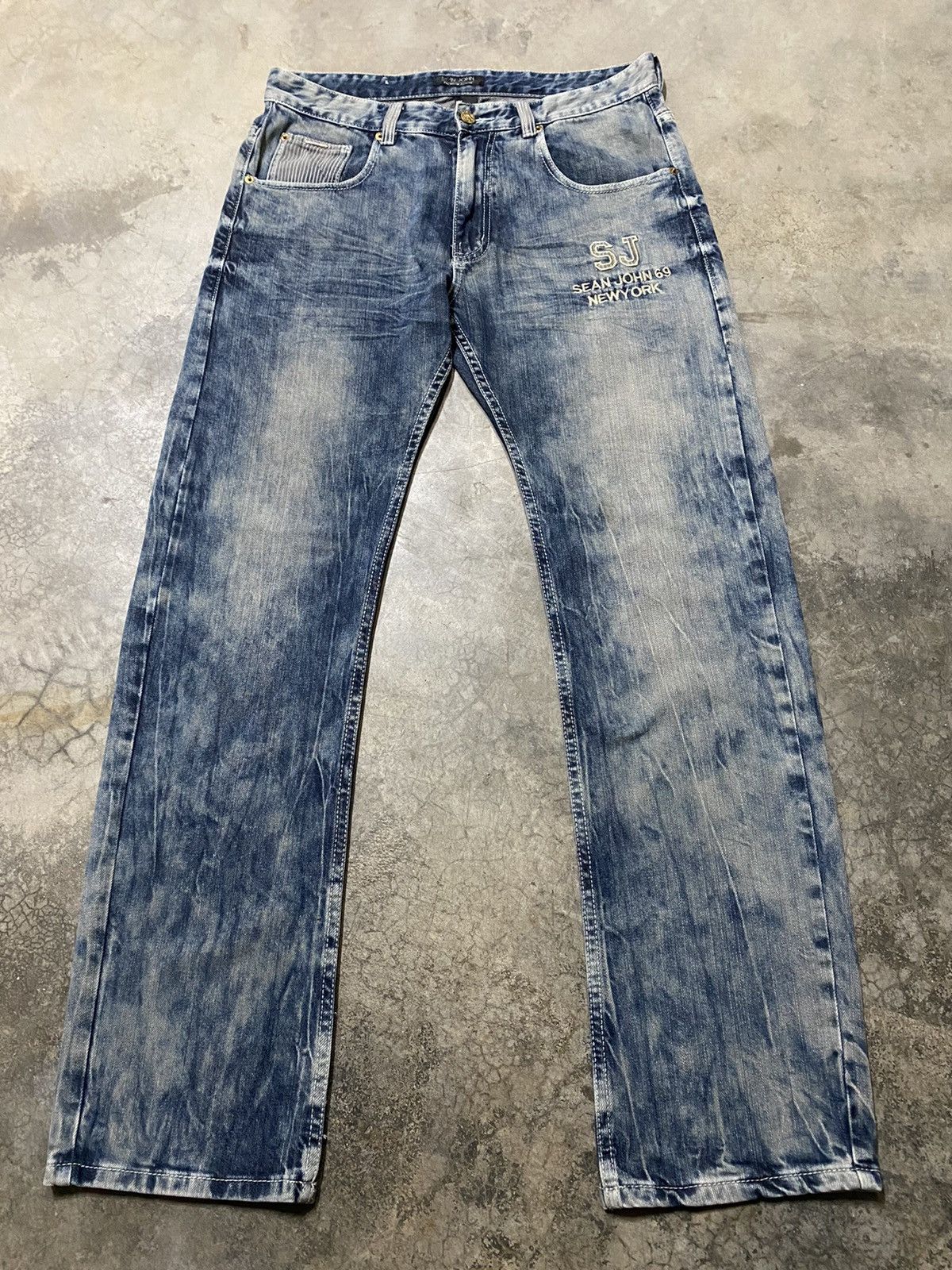 JNCO × Sean John Y2k Sean John Acid Wash Denim Baggy p108 Size US 35 - 2 Thumbnail