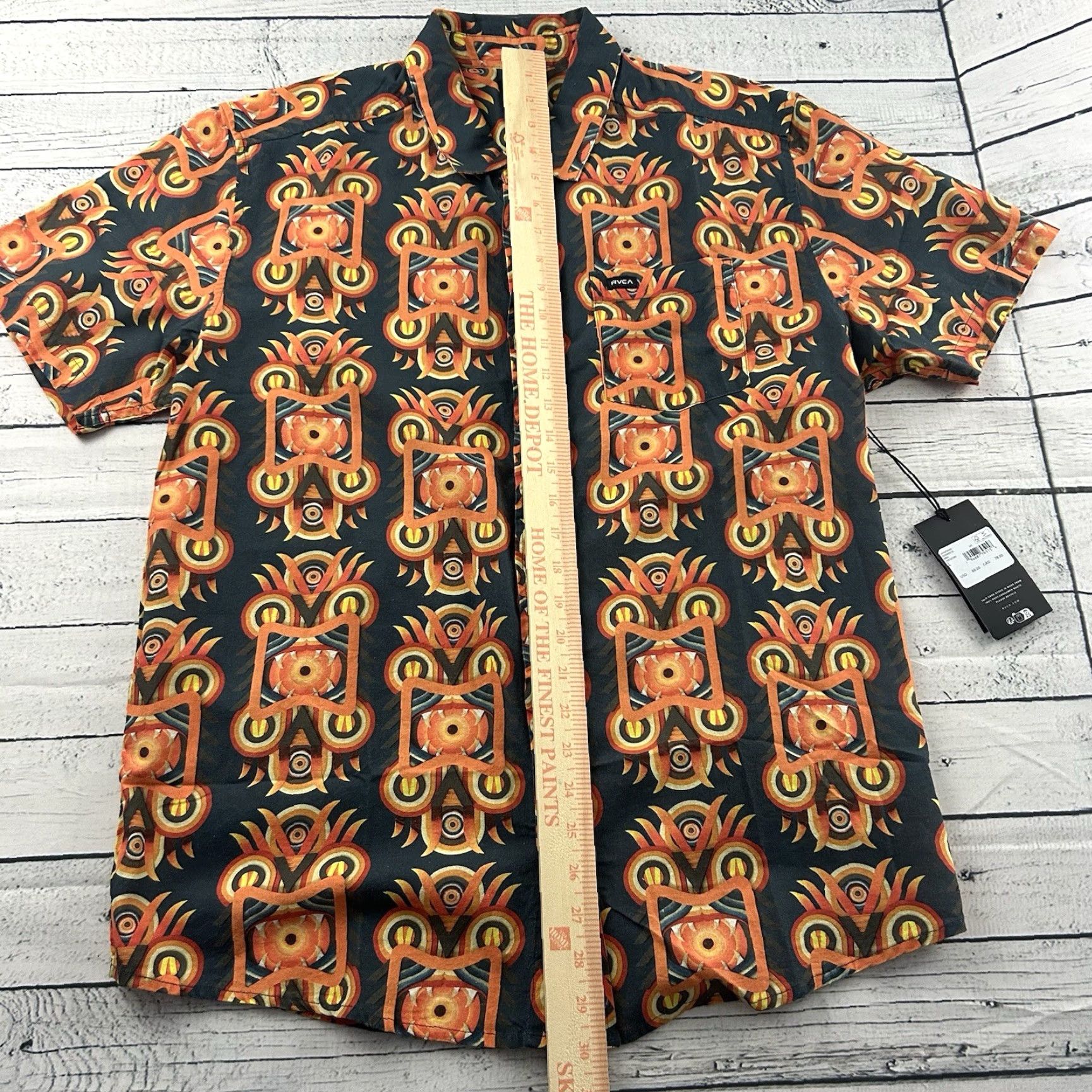 RVCA RVCA Regular Fit Redondo Short Sleeve Button-Up Shirt Men's L Orange Size US L / EU 52-54 / 3 - 4 Thumbnail