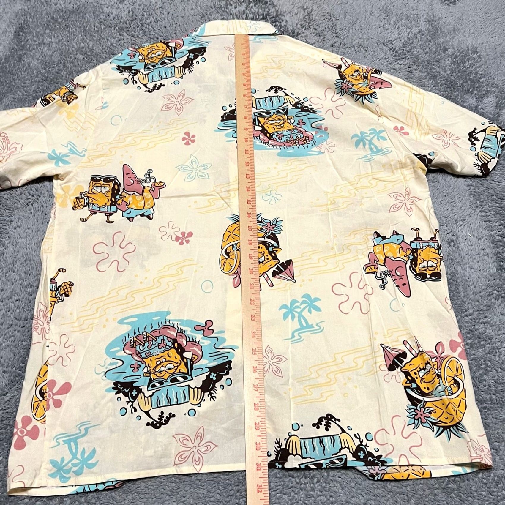 Nickelodeon Spongebob Squarepants Shirt Mens 2XL Cream Hawaiian Button Nickelodeon Size US XXL / EU 58 / 5 - 5 Thumbnail