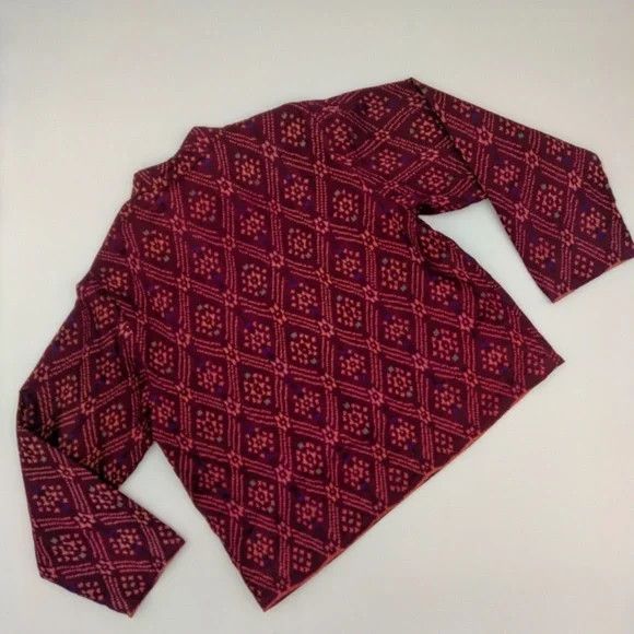 Other Boxy Jacket Women Burgundy Coconut Wood Buttons Boho Earthy Size M / US 6-8 / IT 42-44 - 3 Thumbnail