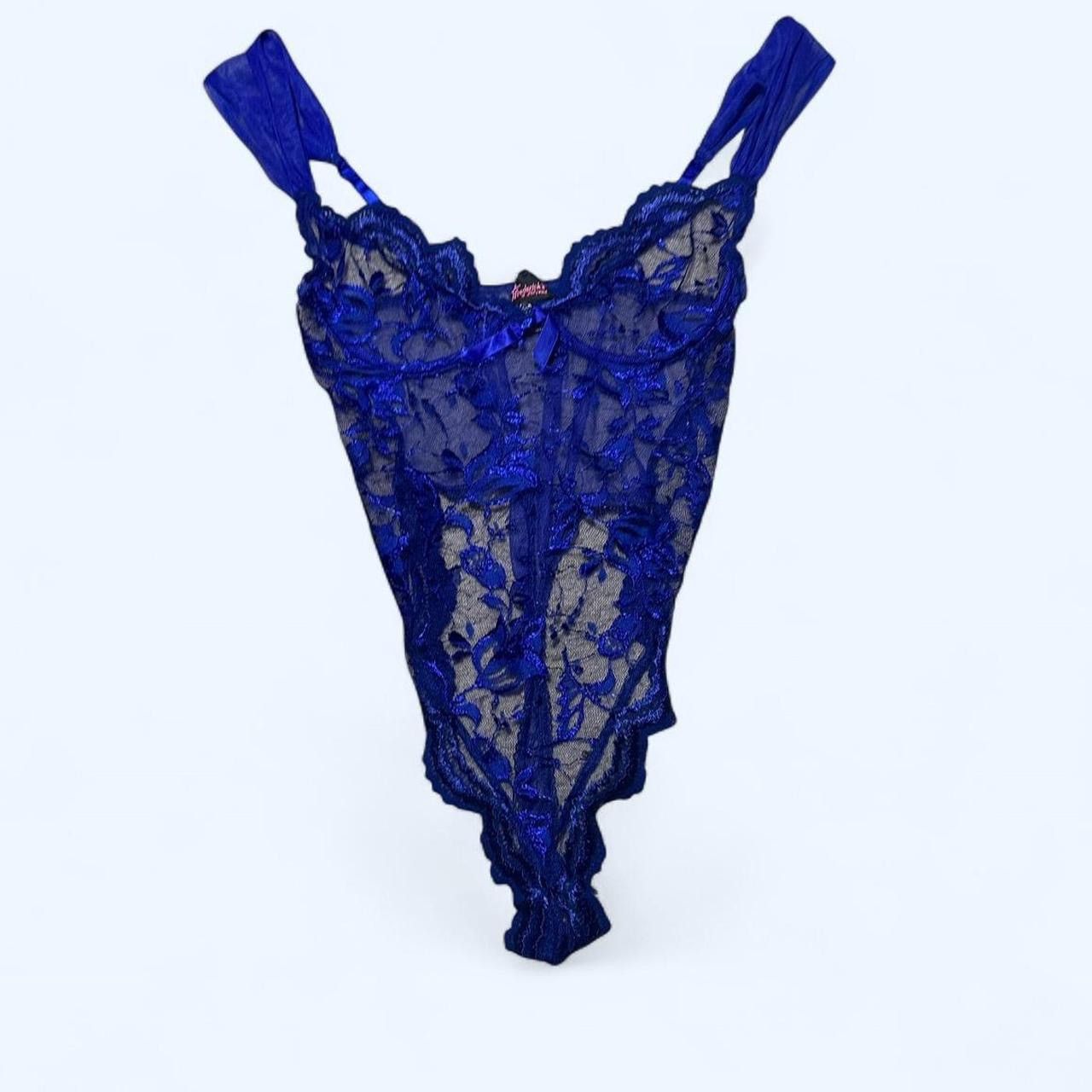 Other Vintage Fredrick’s of Hollywood blue floral lace body suit Size L / US 10 / IT 46 - 1 Thumbnail