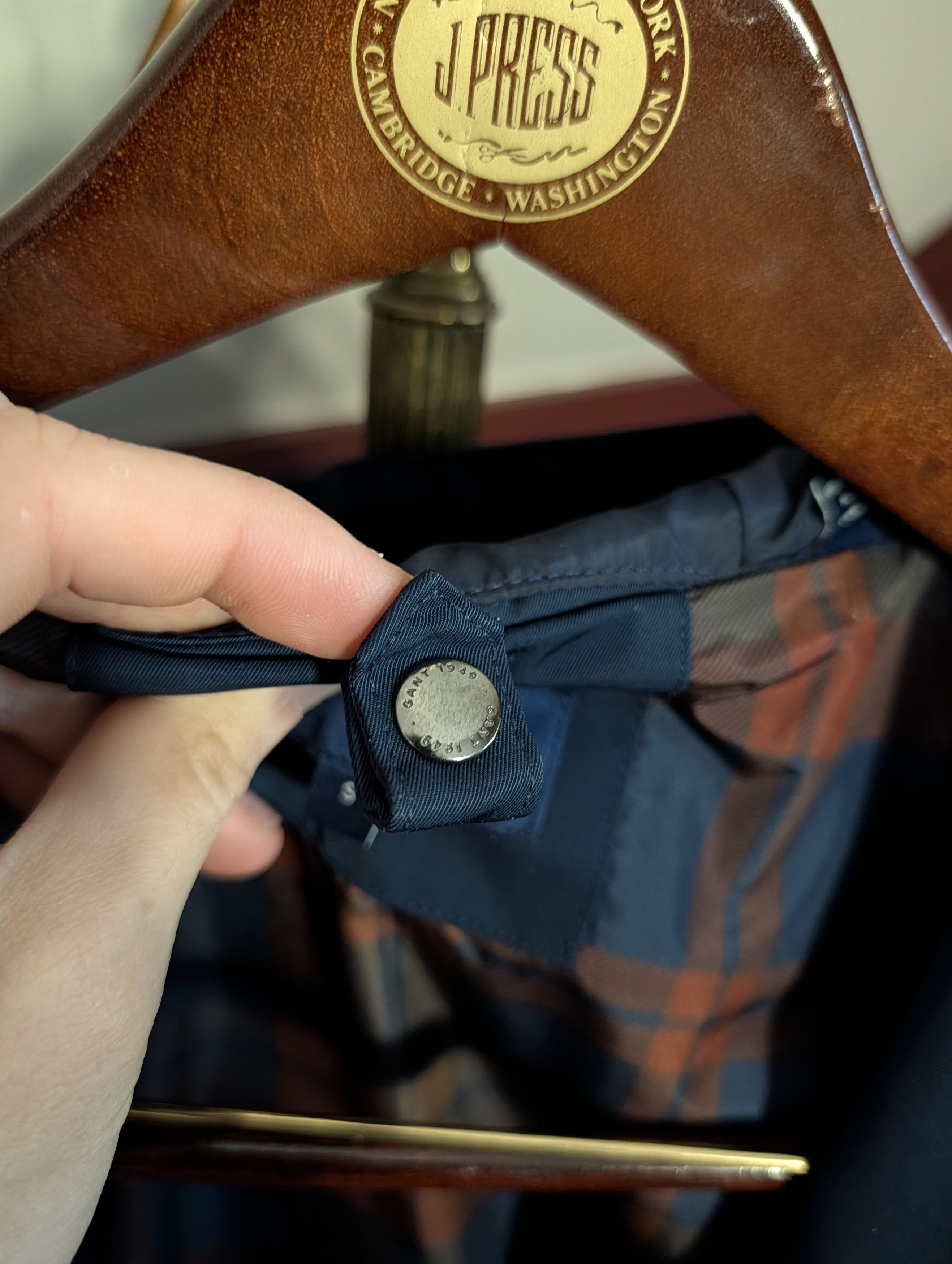 Gant Navy blue nylon zip-up tech hooded rain coat plaid Small Size US S / EU 44-46 / 1 - 15 Thumbnail