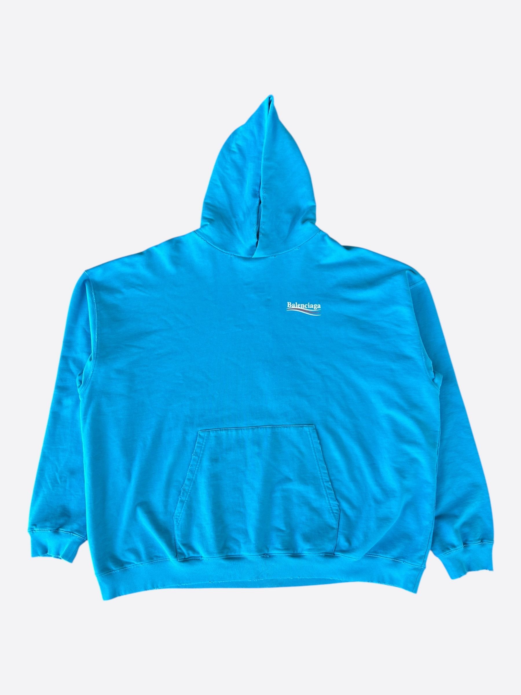 Balenciaga Balenciaga Blue & White Campaign Logo Hoodie Size US XXL / EU 58 / 5 - 1 Thumbnail