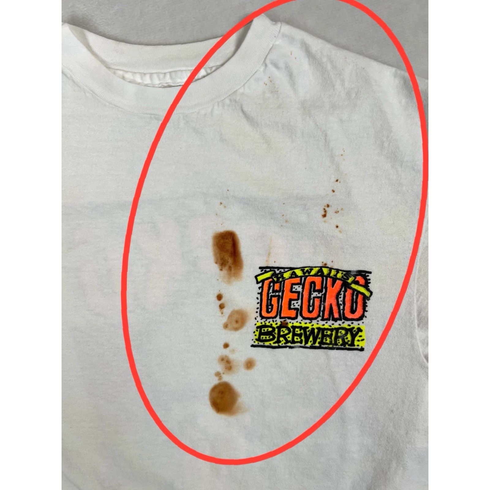 Vintage VINTAGE Gecko Brewery Hawaii T-Shirt Large Mens White 90s Beer Funny Stained Size US L / EU 52-54 / 3 - 4 Thumbnail
