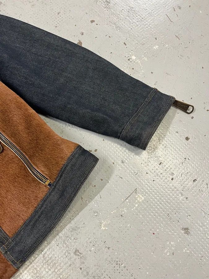Dolce & Gabbana AW2005 Dolce & Gabbana Hybrid Blue Denim & Brown Pony Hair Jacket Size US M / EU 48-50 / 2 - 6 Thumbnail