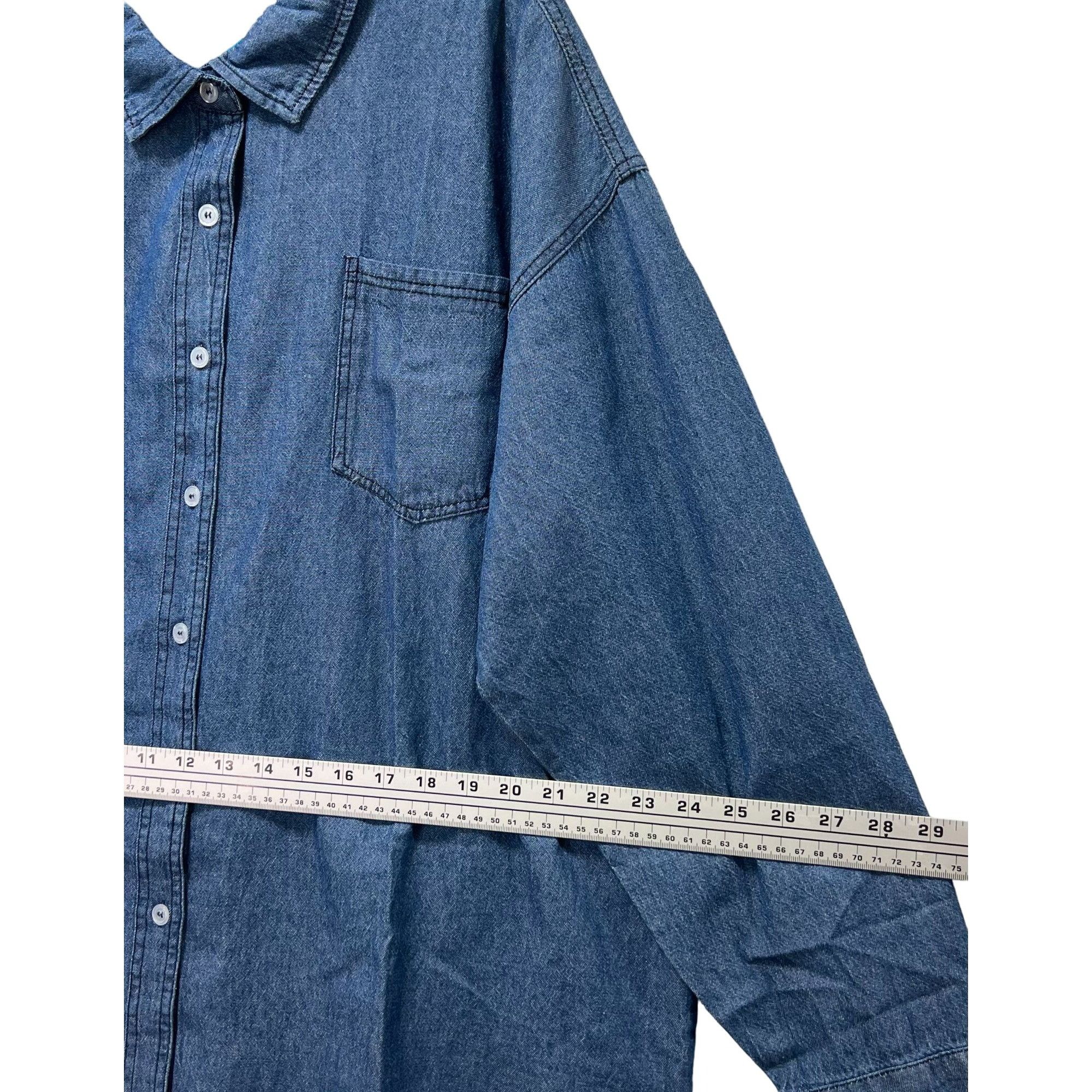 rue21 Rue 21 - Women's Chambray Long Sleeve Button Down Shirt With Size XXL / US 16-18 / IT 52-54 - 4 Thumbnail