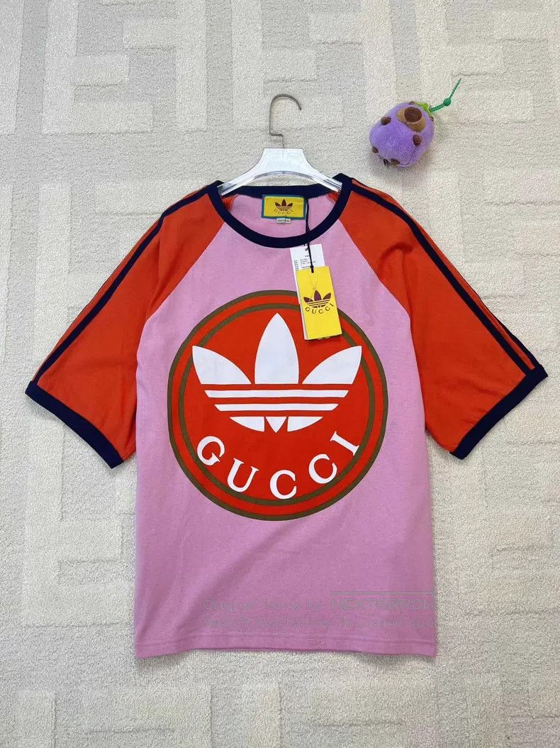 Gucci Gucci Co-branded pink letter logo printed short sleeves Size L / US 10 / IT 46 - 1 Thumbnail