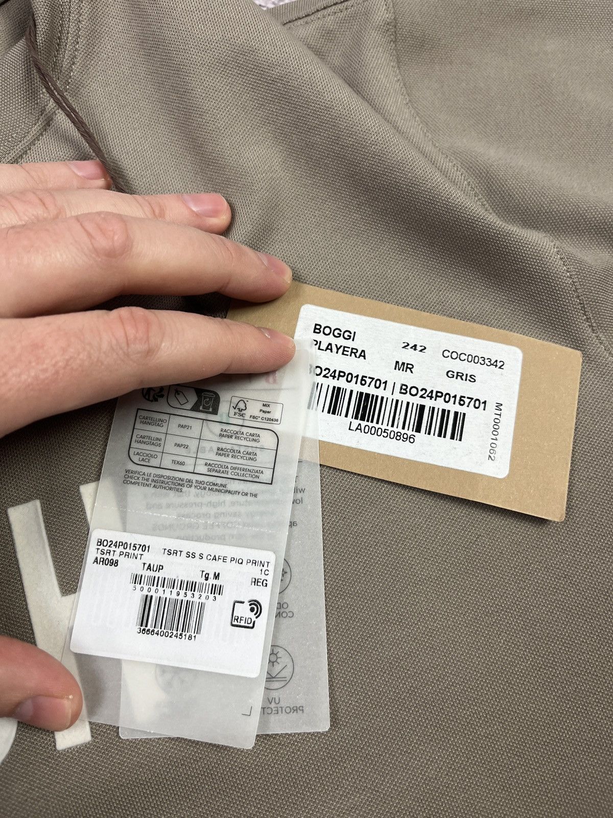 Boggi Boggi Milano 🇮🇹 Tech Your Time T-Shirt Taupe Stretch BNWT Size US M / EU 48-50 / 2 - 8 Thumbnail