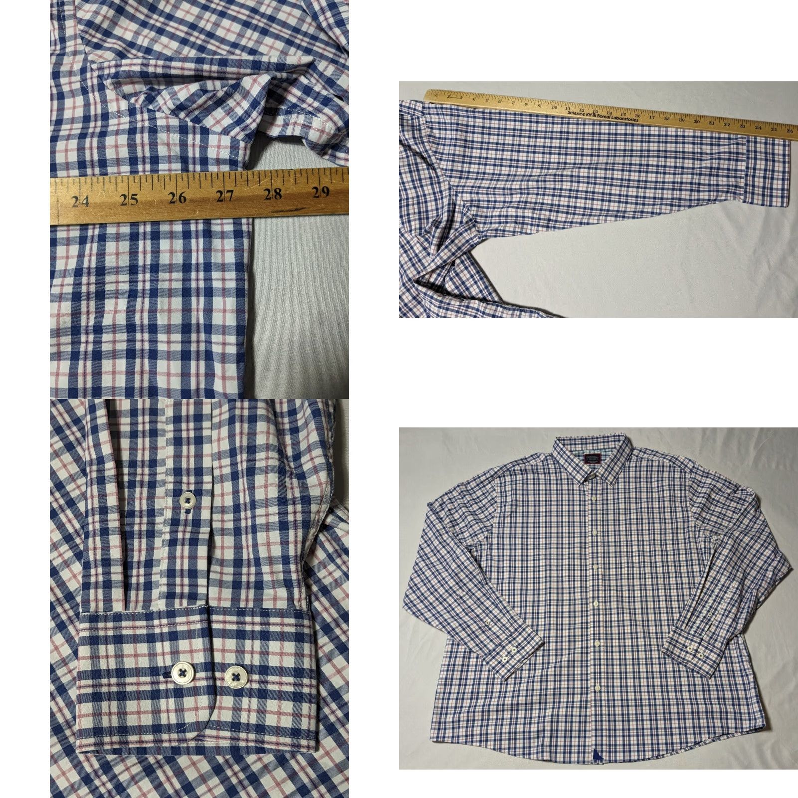 UNTUCKit UNTUCKit REGULAR FIT MACUL Men 3XL Blue Plaid Nylon Stretch Shirt EUC Size US XXL / EU 58 / 5 - 9 Thumbnail