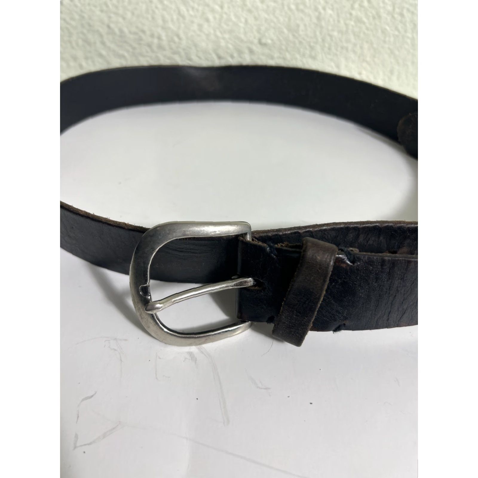 American Eagle Outfitters American Eagle Belt Dark Brown Leather Distressed Mens 38 Size 38 - 2 Thumbnail