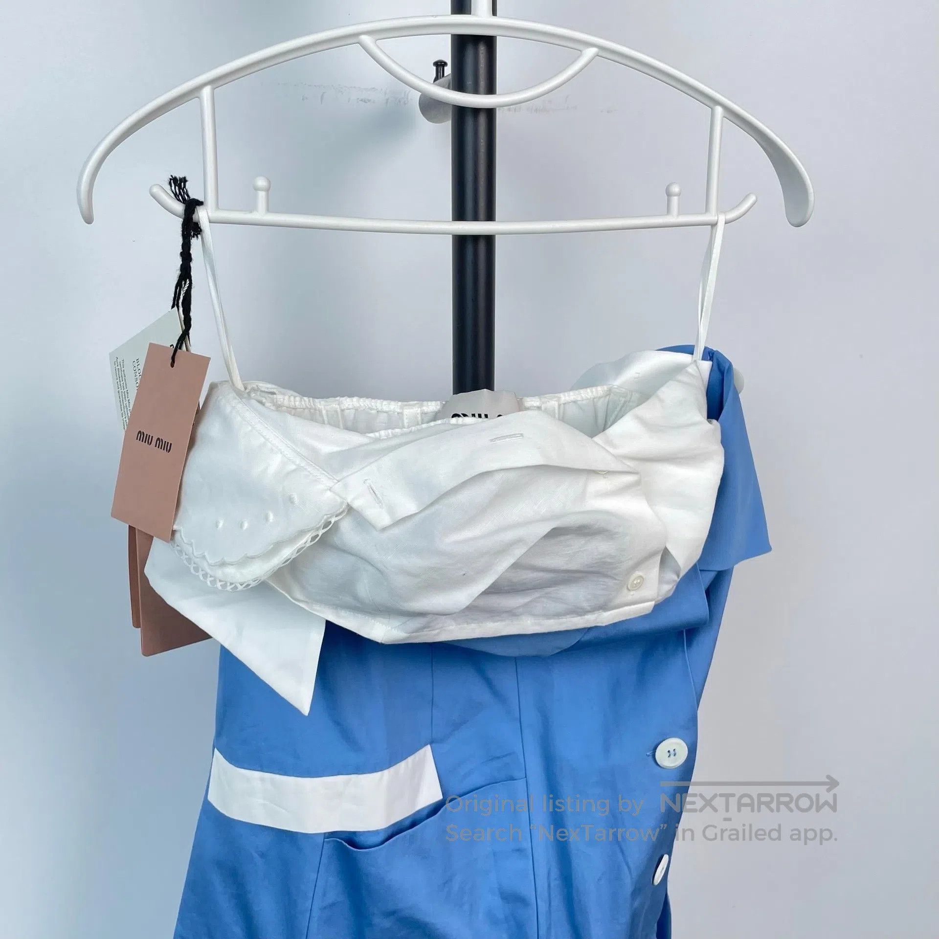 Miu Miu Miu Miu Sky Blue Buckle Deconstructed Dress| Size XS / US 0-2 / IT 36-38 - 3 Thumbnail