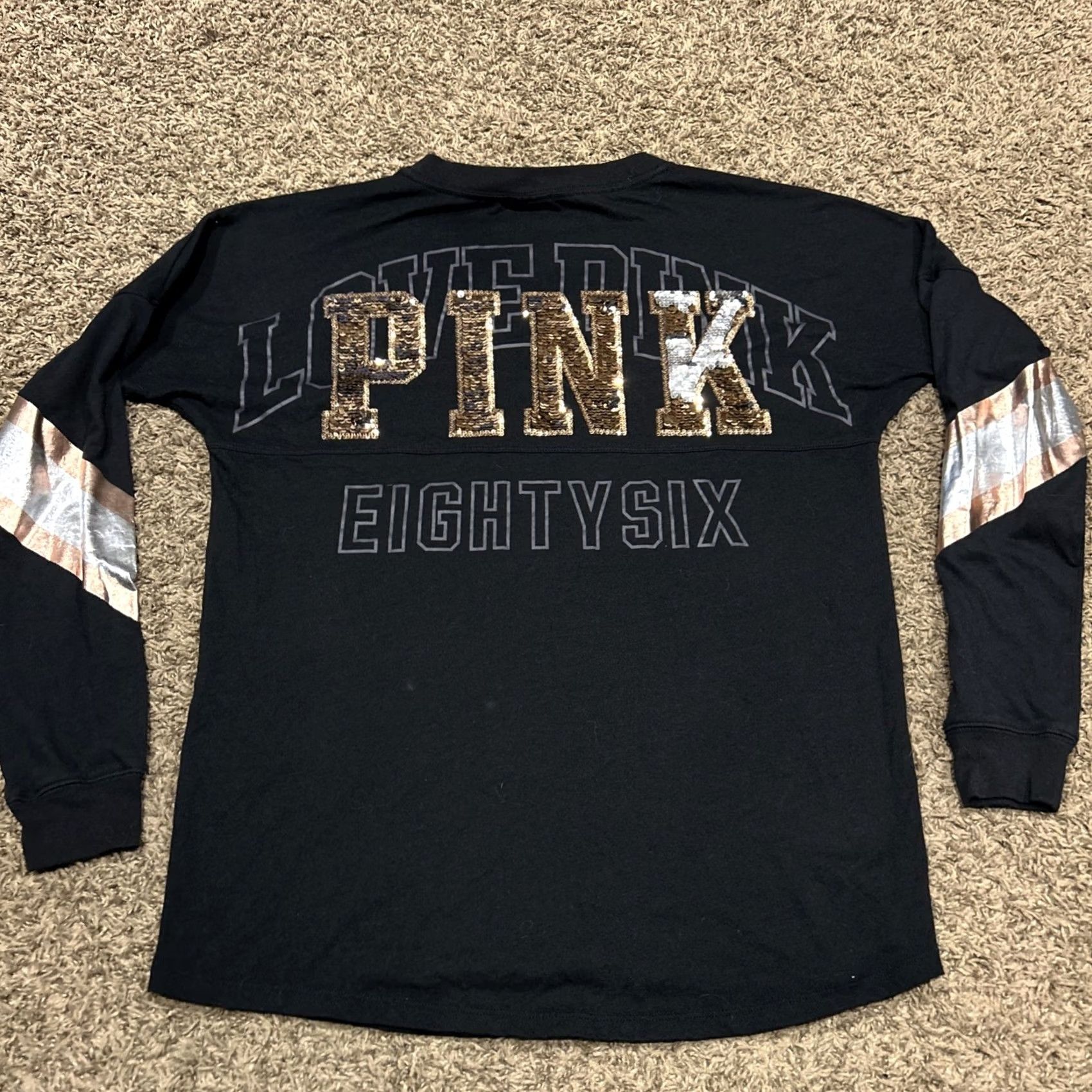 Pinko Victoria's Secret Pink Shirt Womens XS Sequin Eighty Six Long Sleeve Top A37 Size XS / US 0-2 / IT 36-38 - 3 Thumbnail