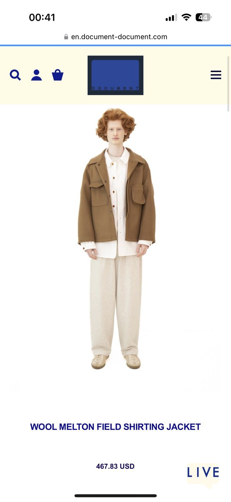 Document Document Korea wool melting field shirting jacket Size US S / EU 44-46 / 1 - 13 Thumbnail