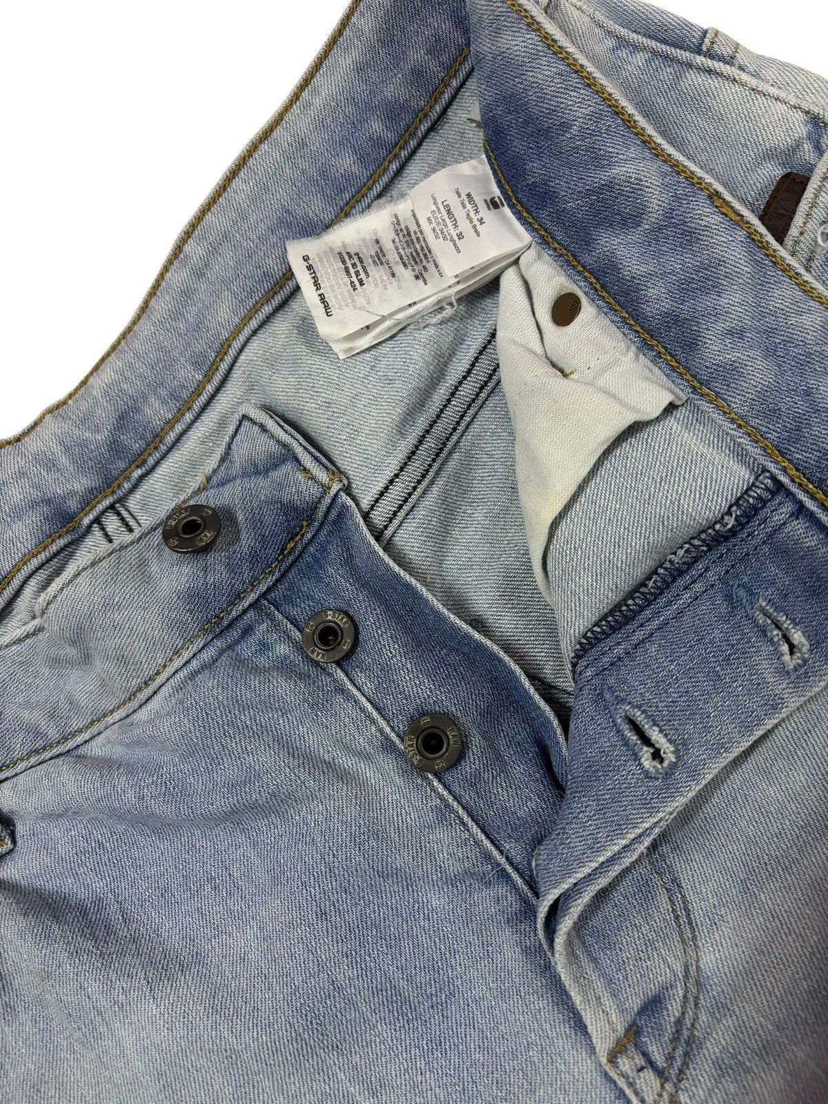 G-Star Vintage G-Star Raw Light Wash Distressed Curved Jeans Size US 34 / EU 50 - 6 Thumbnail