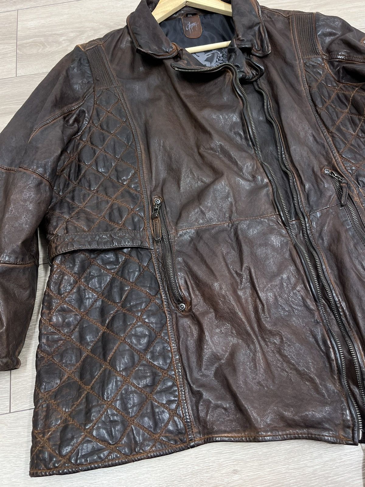 Gypsy Sheepskin Brown Leather Jacket Gipsy Distressed Size 6XL Size 4XL / US 24-26 - 6 Thumbnail