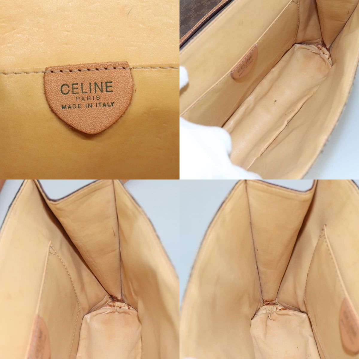Celine CELINE Macadam Canvas Shoulder Bag Pvc Leather Gold Brown Size ONE SIZE - 11 Thumbnail
