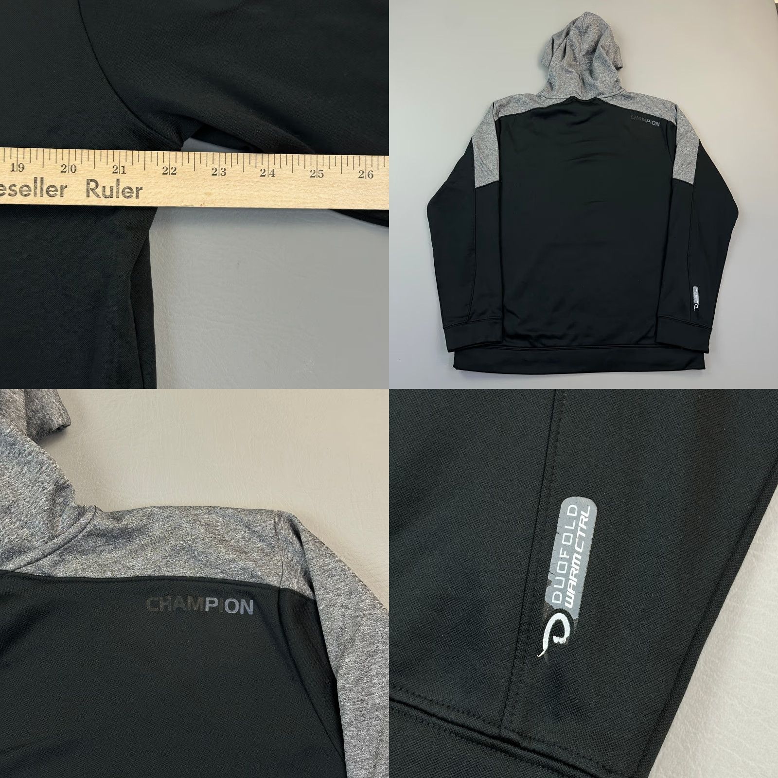 Champion Champion Hoodie Mens Large Black Gray Warm CTRL Pullover Sweatshirt Active Size US L / EU 52-54 / 3 - 8 Thumbnail