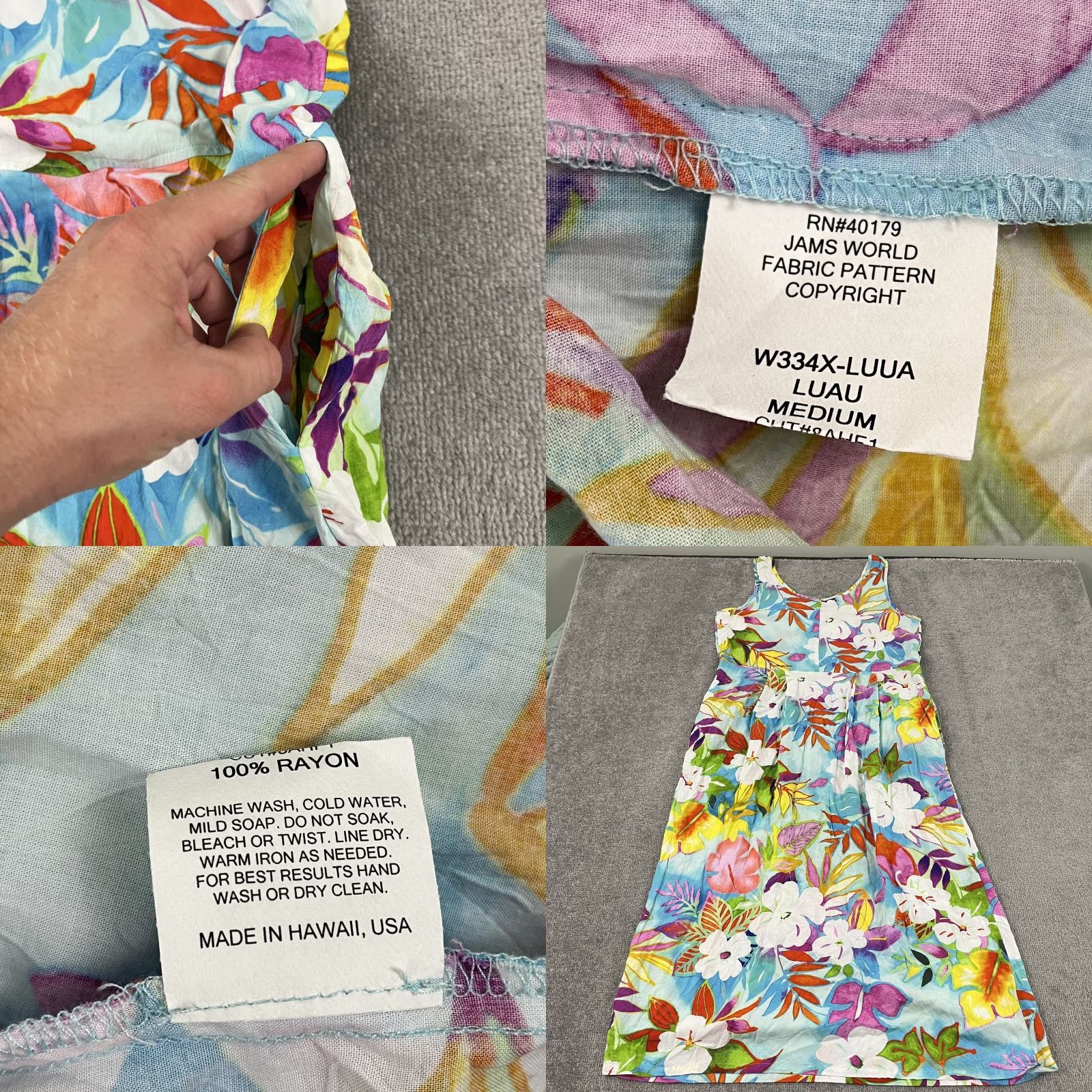 Jams World VINTAGE Jams World Womens Midi Dress Sleeveless Floral Pockets Hawaii Casual Summer 1970s Size M / US 6-8 / IT 42-44 - 8 Thumbnail