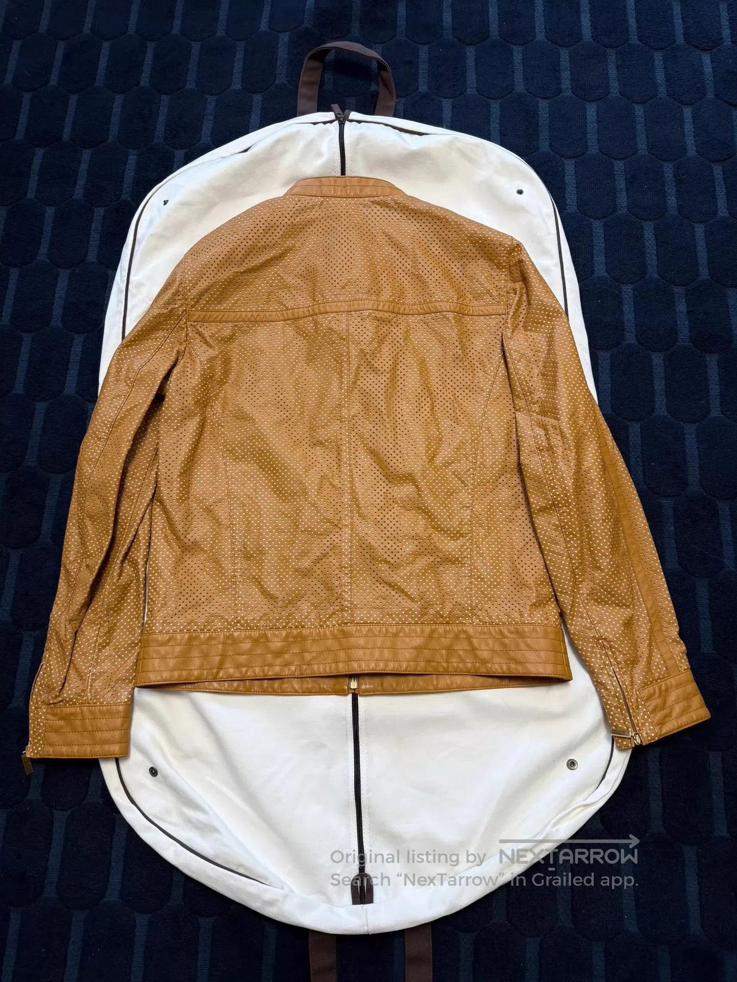 Hettabretz Beige Perforated Leather Jacket Size M. Size US M / EU 48-50 / 2 - 2 Thumbnail