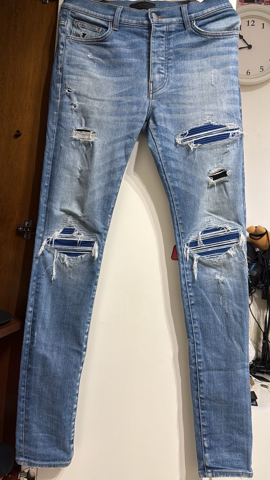 Amiri Amiri Mx1 Blue patch denim jeans Size US 32 / EU 48 - 1 Thumbnail