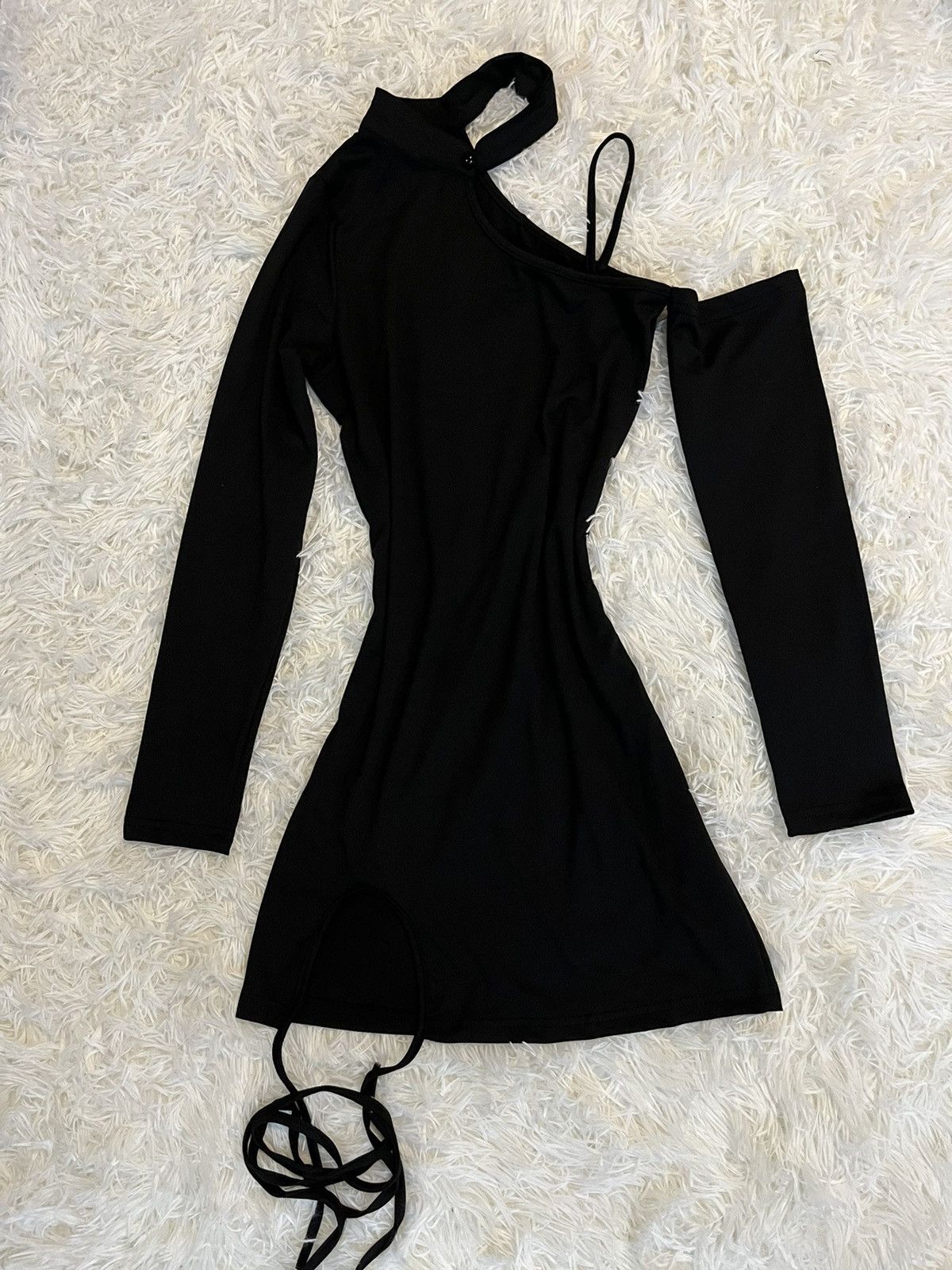 Japanese Brand Black strap mini dress Size S / US 4 / IT 40 - 3 Thumbnail