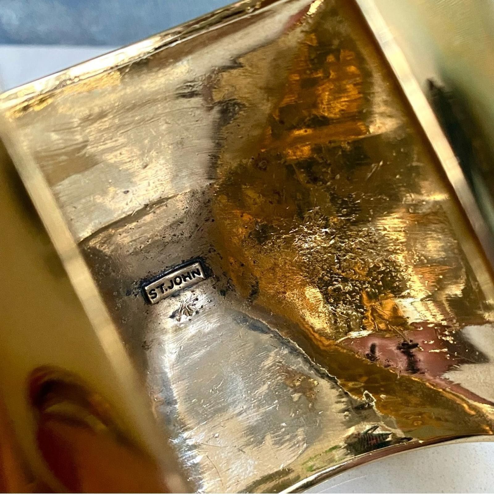 St. John Vintage St John Wide Pyramid Gold Cuff Bracelet 24K Plated Size ONE SIZE - 5 Thumbnail